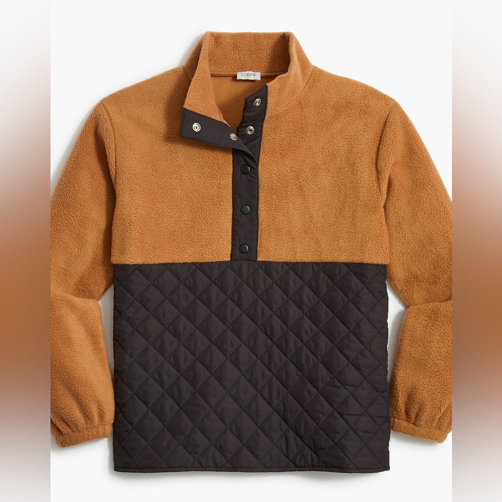 J.Crew Factory Quilted‎ Sherpa Half-Zip Pullover NWT Size Medium
